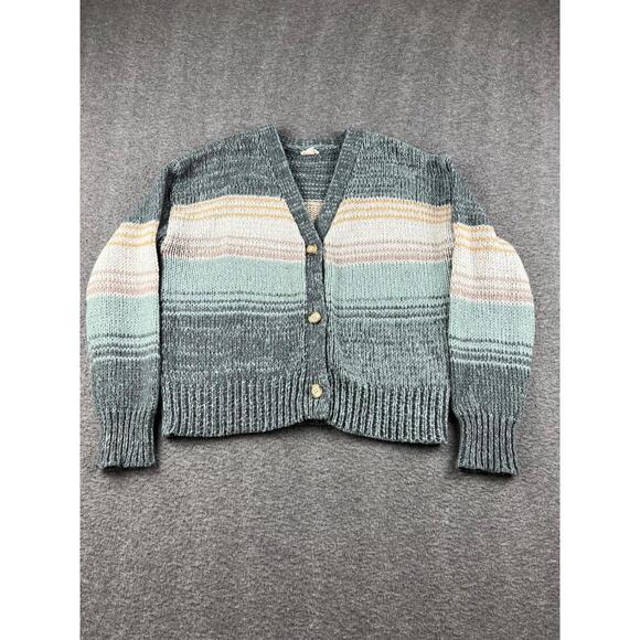 Sweaters - Plum & Thread Women's Striped Knit Cardigan Sweater Size Medium